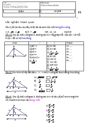 Môn Toán 9 - Phần hình học định kì